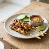 Chicken satay, peanut sauce